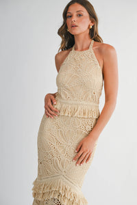 Handcrafted Crochet Fringe Maxi Dress