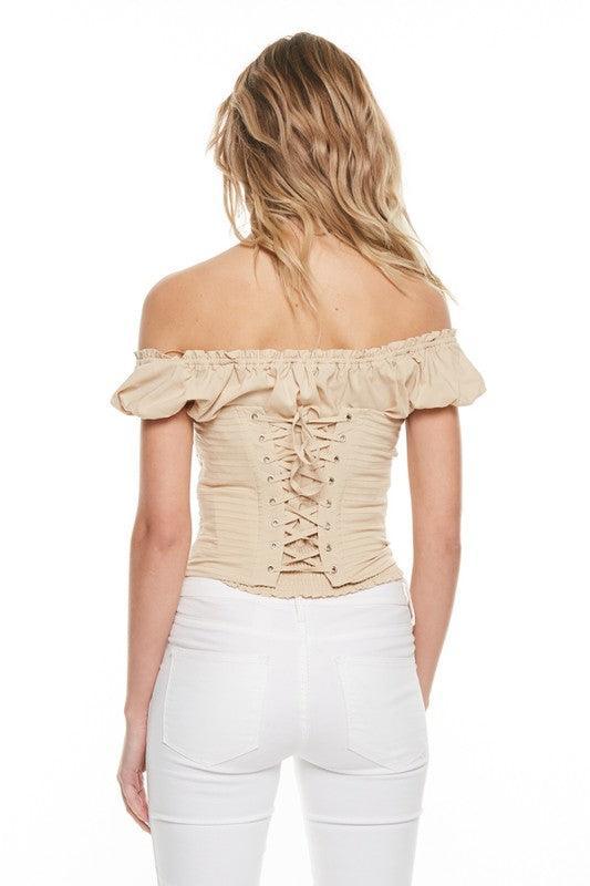 OFF SHOULDER CORSET TOP - PRIVILEGE 