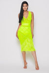 RHINESTONE AND PERALS DRESS WITH FEATHERS - PRIVILEGE 