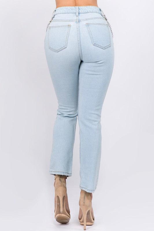 High waisted jeans with chain link - PRIVILEGE 