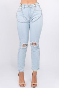 High waisted jeans with chain link - PRIVILEGE 