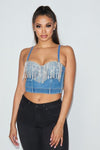 Rhinestone denim bustier - PRIVILEGE 