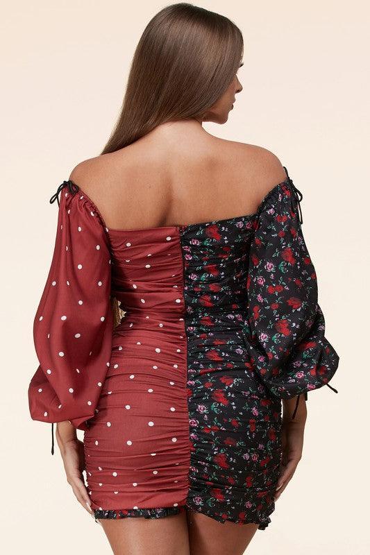 Two print mini dress - PRIVILEGE 