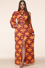 Maxi dress with bold print chain print - PRIVILEGE 
