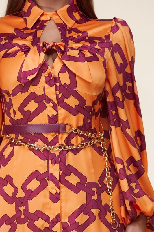 Maxi dress with bold print chain print - PRIVILEGE 