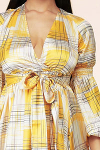 Yellow maxi dress in plaid - PRIVILEGE 
