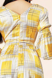 Yellow maxi dress in plaid - PRIVILEGE 