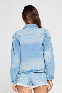 DISTRESSED DENIM JACKET - PRIVILEGE 