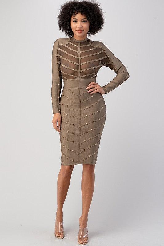 BANDAGE DRESS WITH STUDS - PRIVILEGE 