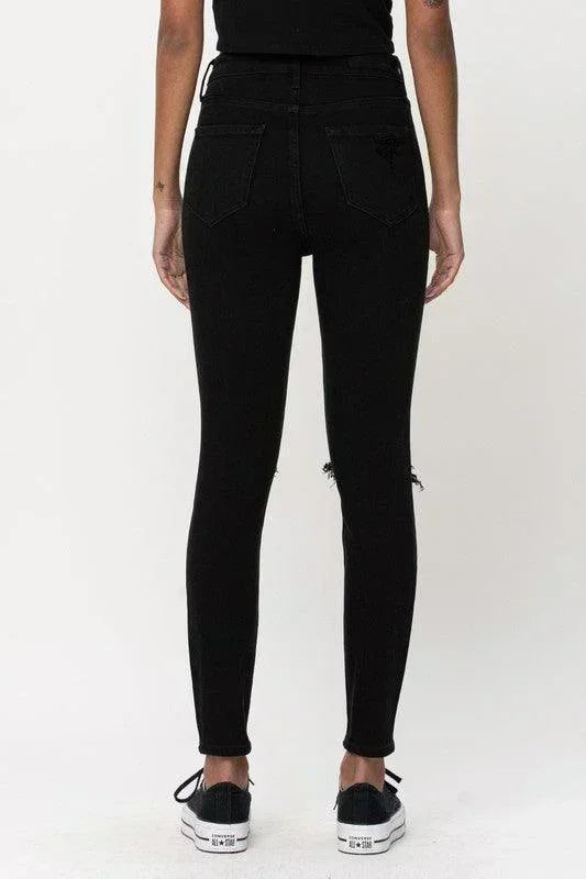 High Rise Distress Ankle Skinny - PRIVILEGE 