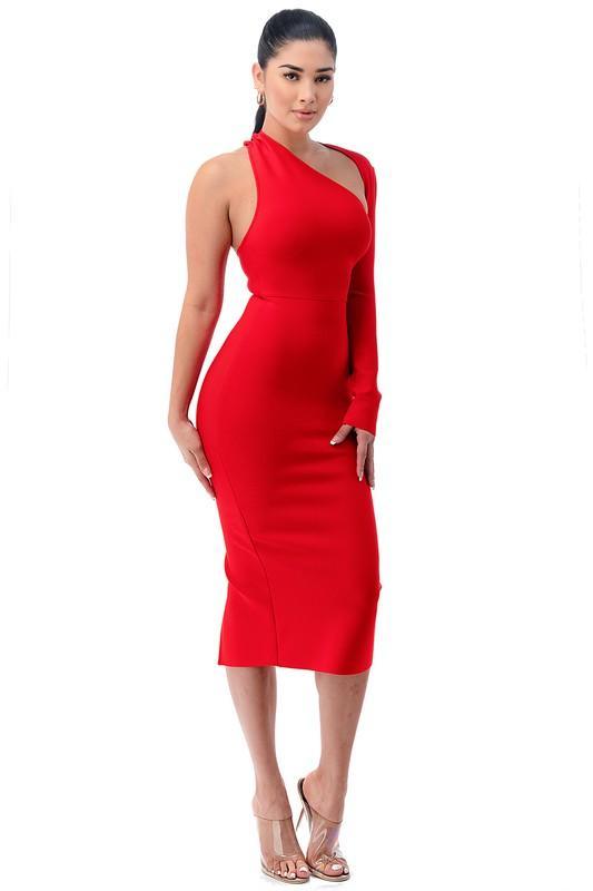 ONE SLEEVE BANDAGE DRESS - PRIVILEGE 