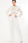 LONG SLEEVE FASHION SEQUINS CROCHET CROP TOP - PRIVILEGE 