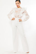 LONG SLEEVE FASHION SEQUINS CROCHET CROP TOP - PRIVILEGE 