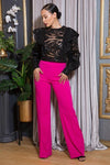 LONG SLEEVE FASHION SEQUINS CROCHET CROP TOP - PRIVILEGE 