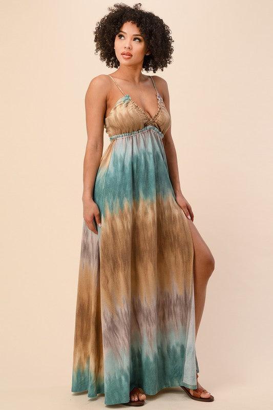 KNIT MAXI TYE DYE DRESS - PRIVILEGE 