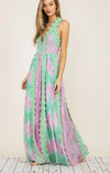 TIE DYE LACE TRIM MAXI DRESS - PRIVILEGE 