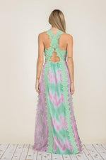 TIE DYE LACE TRIM MAXI DRESS - PRIVILEGE 