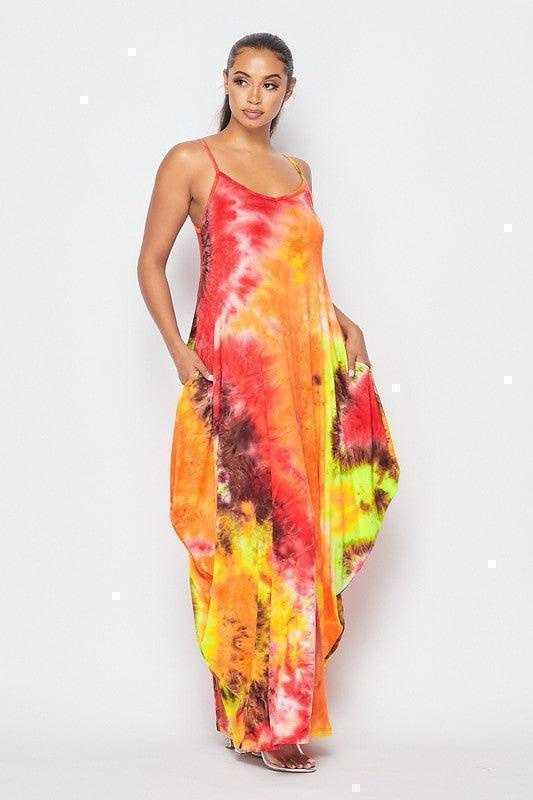 Comfy tank maxi dress with side pockets - PRIVILEGE 