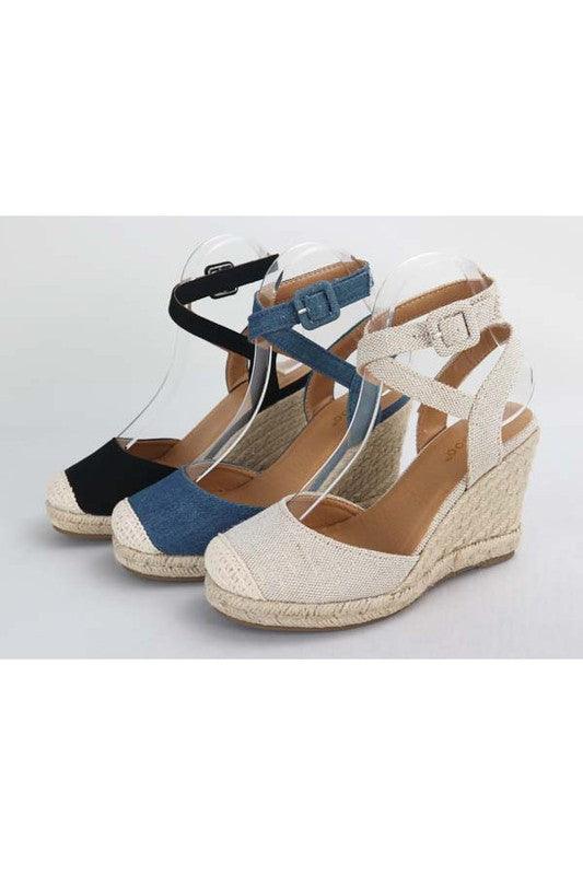 Cape Toe Ankle Straps Espadrille Wedge High Heel Dressy Shoes - PRIVILEGE 
