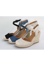Cape Toe Ankle Straps Espadrille Wedge High Heel Dressy Shoes - PRIVILEGE 