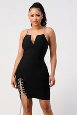 BANDAGE MINI DRESS WITH SILVER TRIM - PRIVILEGE 