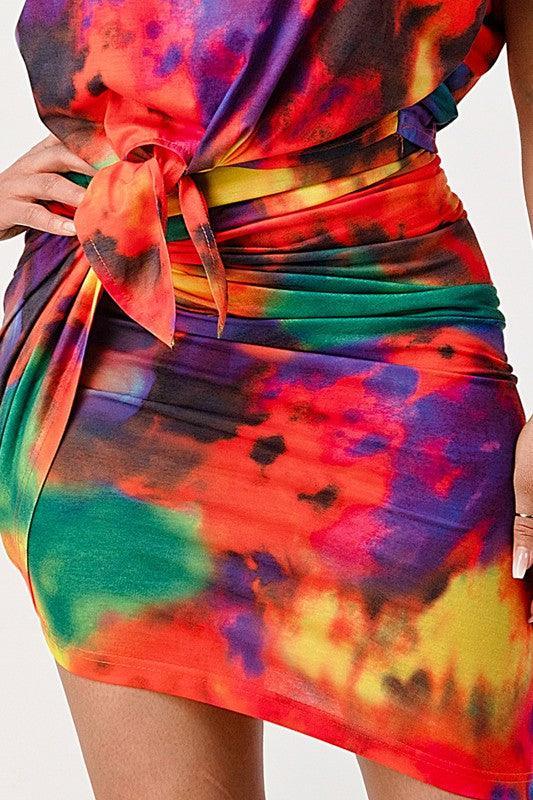 TIEDYE TOP AND WRAP SKIRT - PRIVILEGE 