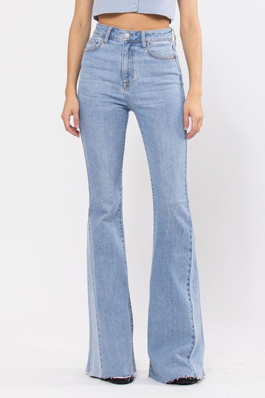 High Rise Side Insert Super Flare Jean - PRIVILEGE 