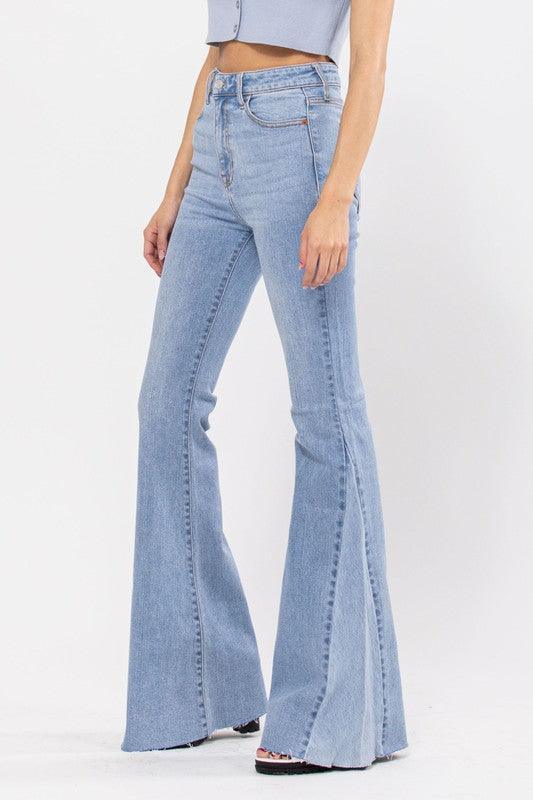 High Rise Side Insert Super Flare Jean - PRIVILEGE 
