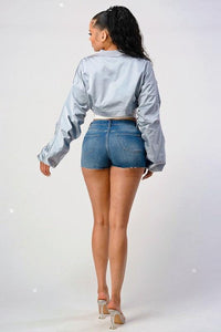 SATIN CROP JACKET - PRIVILEGE 