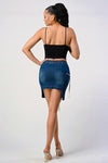 LACE UP DENIM DETAILED MINI SKIRT - PRIVILEGE 