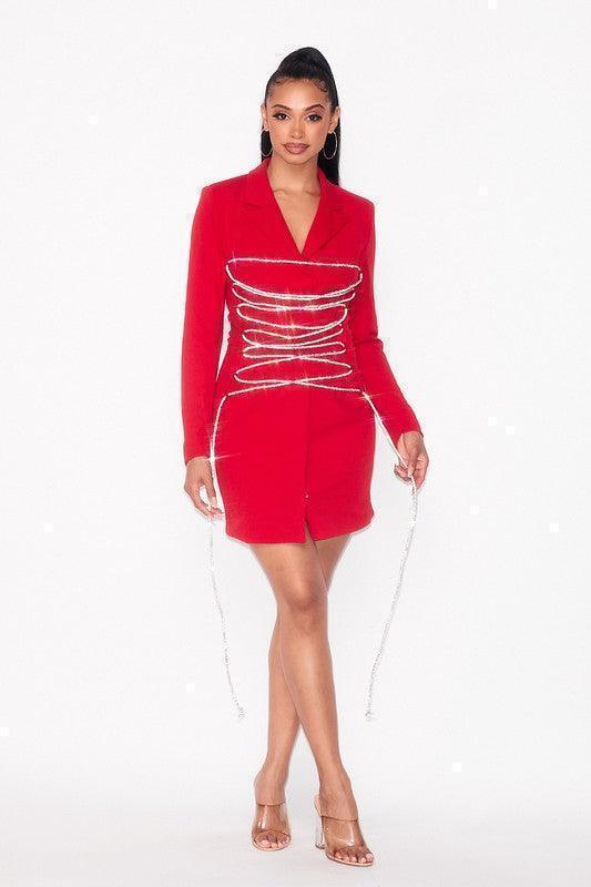 Crystal Lace Detailed Jacket Dress - PRIVILEGE 