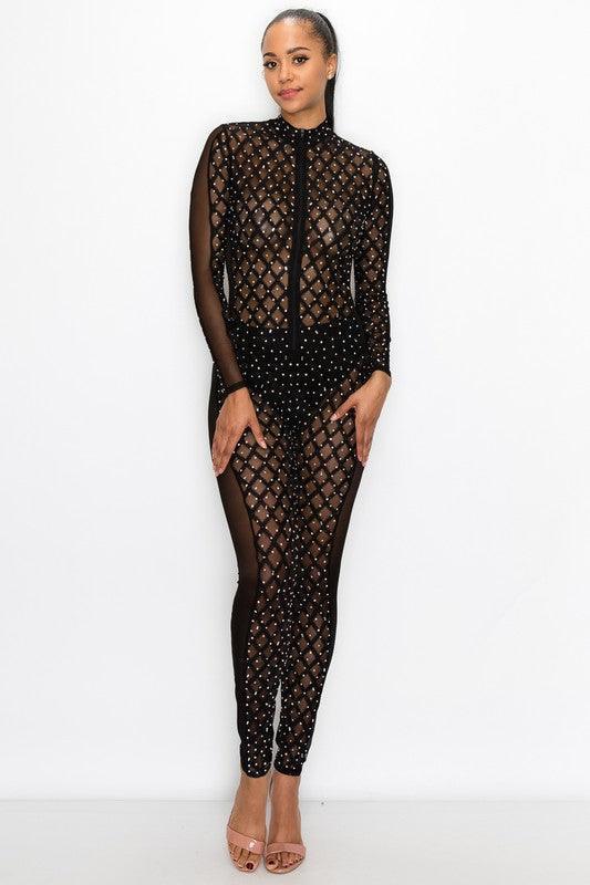 RHINESTONE JUMPSUIT - PRIVILEGE 