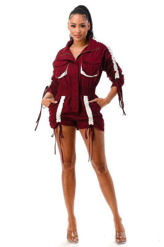 RUSHED UTILITY ROMPER - PRIVILEGE 
