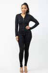 Seamless Zip Up Hoodie Jacket And Leggings Set - PRIVILEGE 