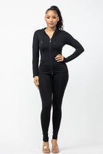 Seamless Zip Up Hoodie Jacket And Leggings Set - PRIVILEGE 