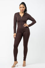 Seamless Zip Up Hoodie Jacket And Leggings Set - PRIVILEGE 
