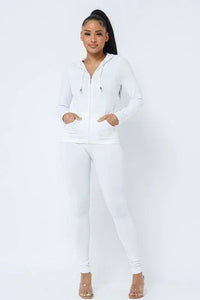 Seamless Zip Up Hoodie Jacket And Leggings Set - PRIVILEGE 