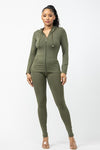 Seamless Zip Up Hoodie Jacket And Leggings Set - PRIVILEGE 