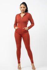 Seamless Zip Up Hoodie Jacket And Leggings Set - PRIVILEGE 
