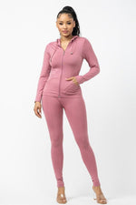 Seamless Zip Up Hoodie Jacket And Leggings Set - PRIVILEGE 