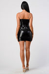 RHINESTONE FAUX LEATHER DRESS - PRIVILEGE 