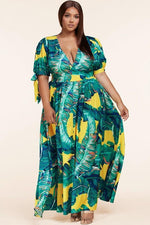 V-NECK SPLIT MAXI DRESS - PRIVILEGE 
