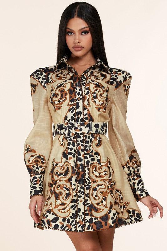 LEOPARD PRINT MINI SWING DRESS - PRIVILEGE 