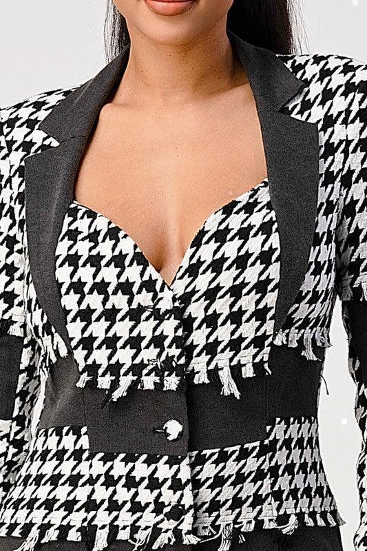 HOUNDSTOOTH MINI DRESS - PRIVILEGE 