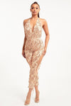 Fringe sequin slit leg jumpsuit - PRIVILEGE 