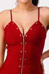 Beads and zipper detailed bodycon dress - PRIVILEGE 