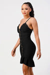Beads and zipper detailed bodycon dress - PRIVILEGE 