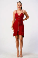 Beads and zipper detailed bodycon dress - PRIVILEGE 