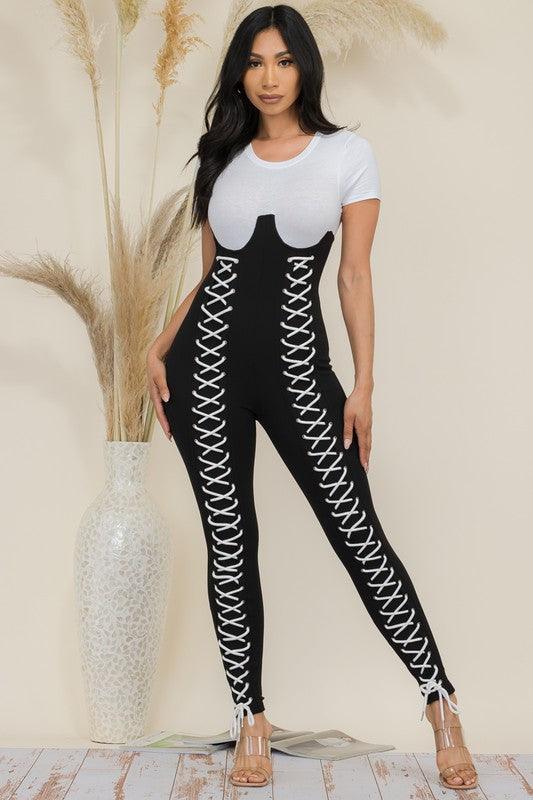 LACE UP JUMPSUIT - PRIVILEGE 