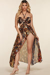TIGER PRINT MONOKINI MIDI DRESS - PRIVILEGE 